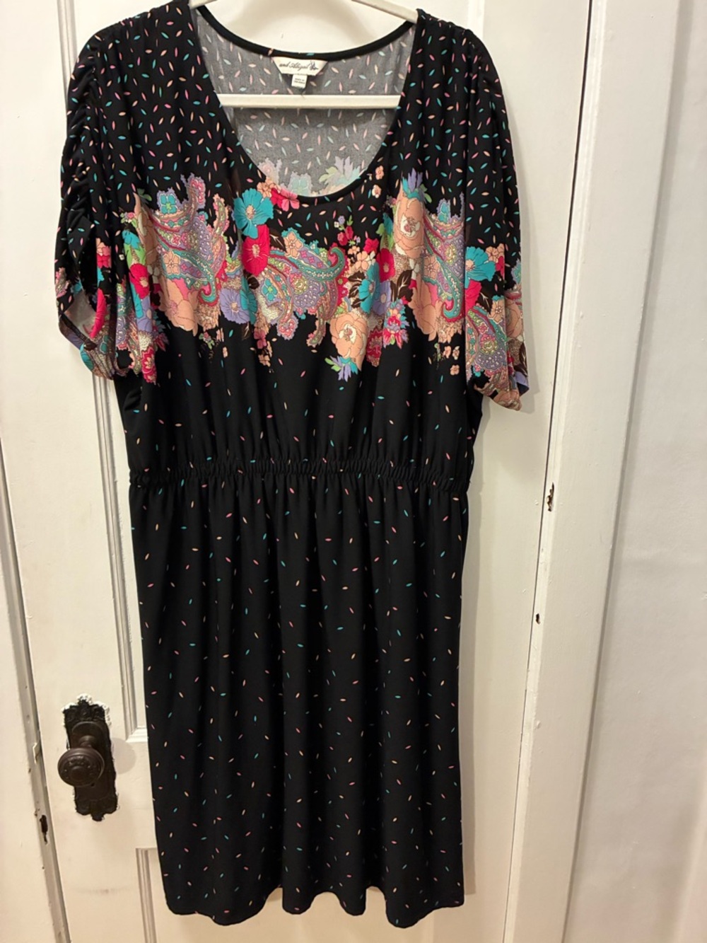 Floral retro vibe Elastic-Waist midi Dress